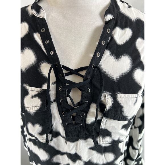 Rock & Republic Womens Long Sleeves Corset Tie Front Casual Shirt Size Small - Picture 4 of 7